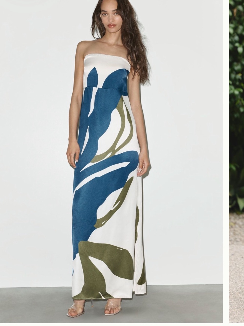 DIRRABLU Tubi Printed Maxi Strapless Maxi Dress with Shawl